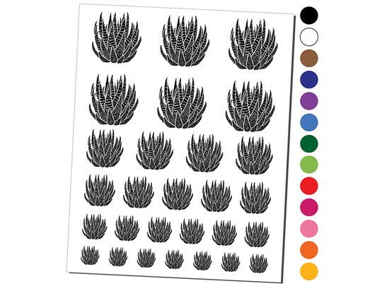 Sniggle Sloth; Zebra Haworthia Succulent Plant Temporary Tattoo Water Resistant Fake Body Art Set Collection; Category:Temporary Tattoos; Image:1